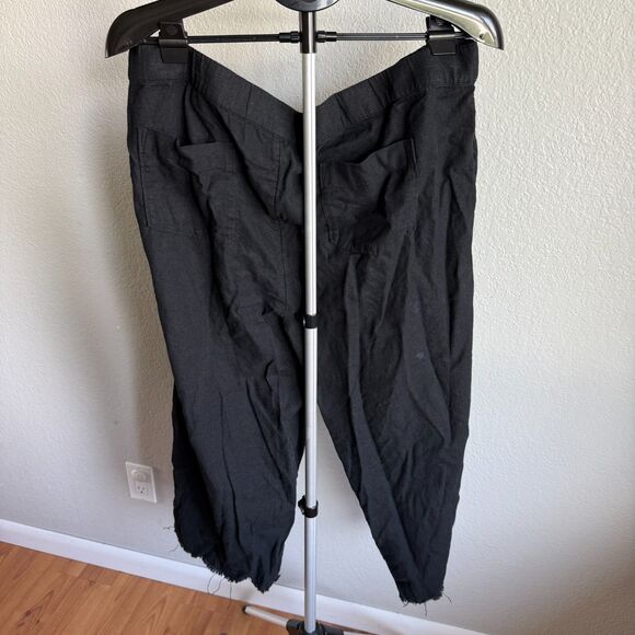 Caslon Linen Blend Women's Capri Pants Raw Hem Black Beachy Cooling Pirate 1X - Picture 2 of 4